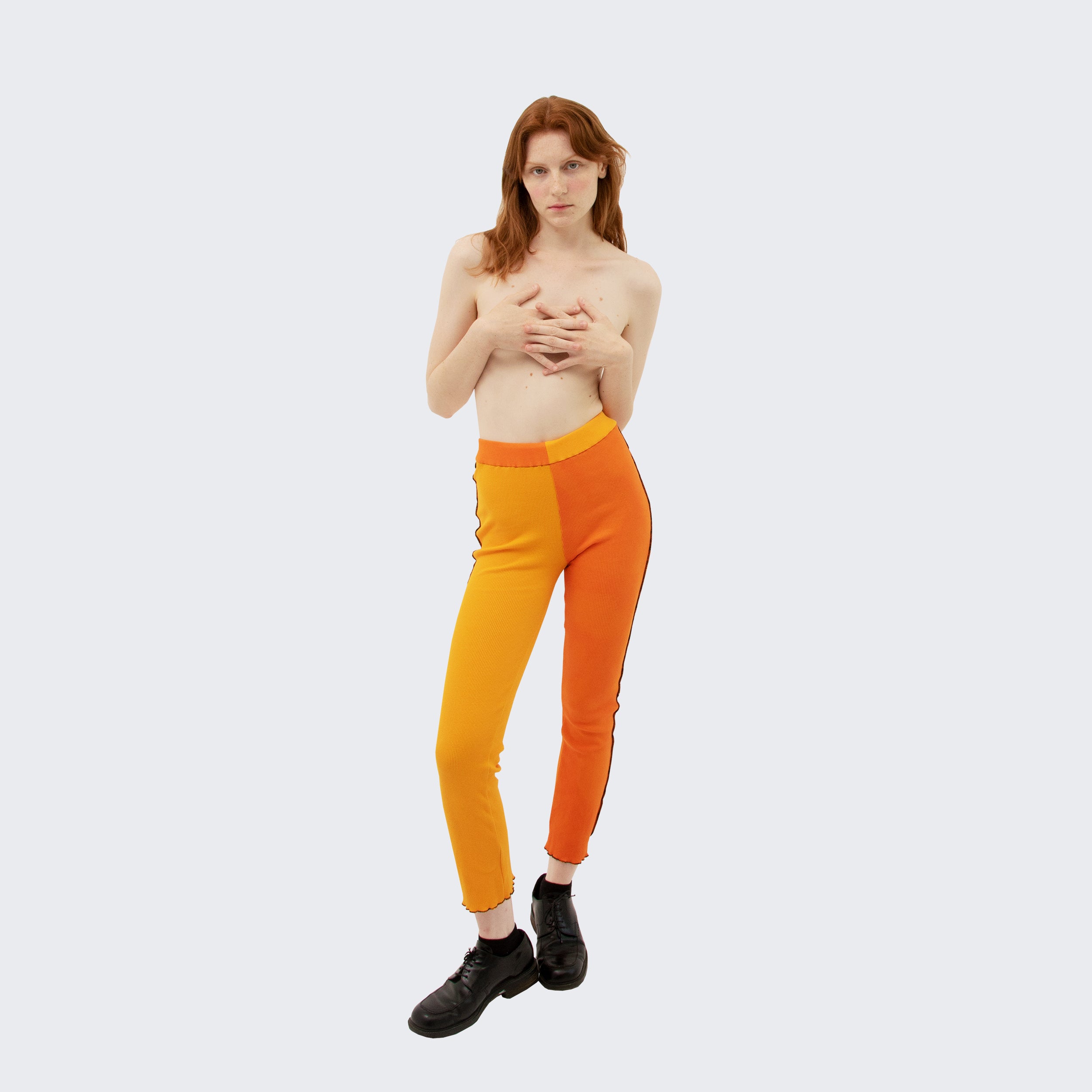 stretchy orange hand dyed scar pants by zvoli 